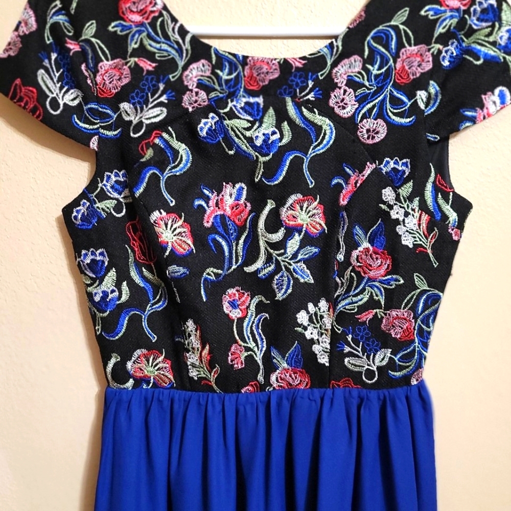 Alaya blue and black dress